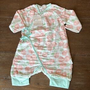 New with Tag Paty Cotton Peach/Green Kimono Style Sleeper